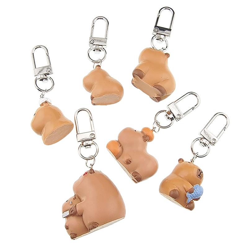 Kawaii 3D Capybara Keychain Cartoon Animal Keyring Bag Pendant Backpack Hanging Decoration Couple Key Holder Lovely Gifts
