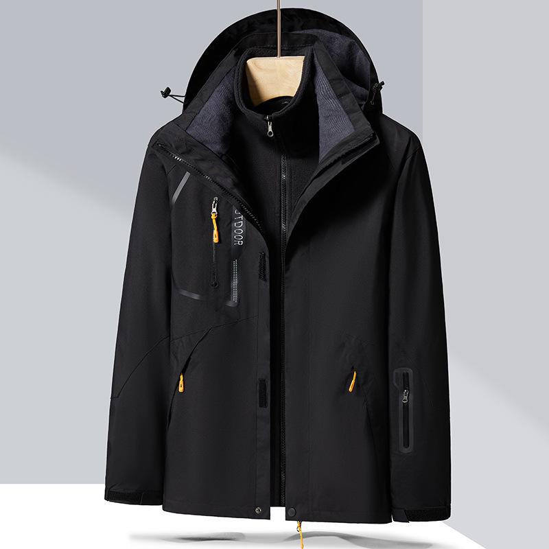 2023 Уличная ветрозащитная водонепроницаемая дышащая куртка унисекс 3 в 1 Men, M чёрный