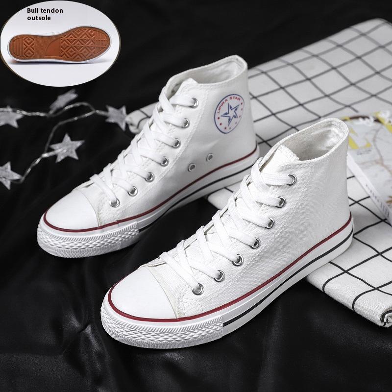 High-Top Canvas Men's Shoes Soft Bottom Non-slip Board Shoes Simple Fashion Lace-Up Casual Shoes Versatile Men Board Shoes