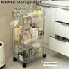 2/3 Tiers Rolling Cart Storage Shelf Transparent Acrylic Trolley Mobile Shelf with Wheel Multi-Layers Storage Rack