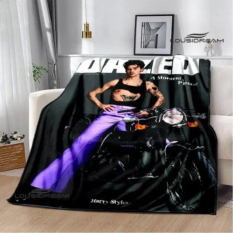Singer H-Harry-S-Styles Print Blanket Picnic Blankets Flange Warm Blanket Soft and Comfortable Blanket Bed Linings Birthday Gift