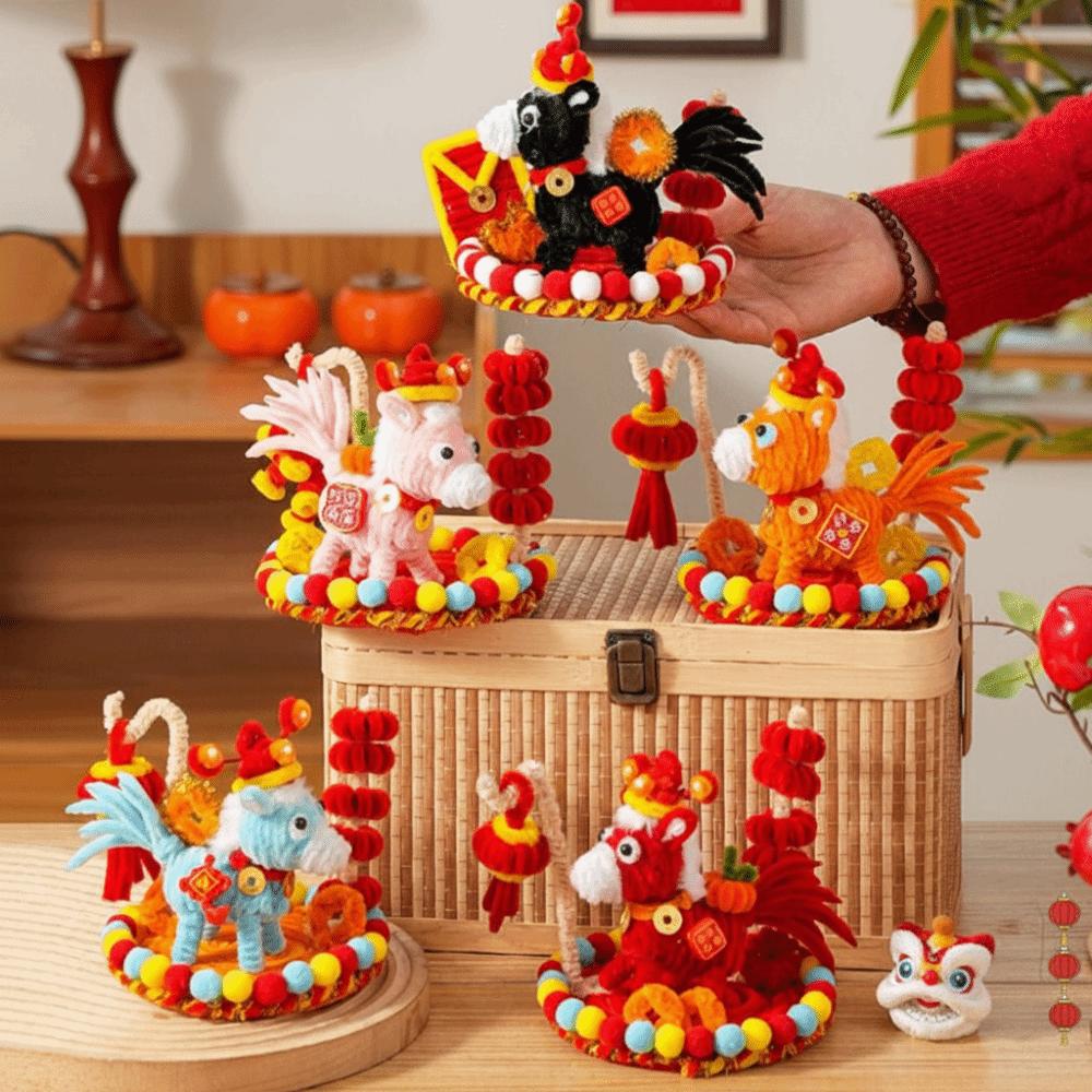 Handmade Horse Desk Pendant Cartoon Cute Creative DIY Twister Stick Unfinished DIY Material Kit Lunar New Year Horse Decoration