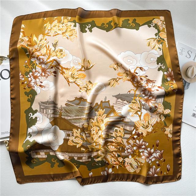 Silk Scarf For Women Luxury Hijab Hair Bands Square Neckerchief Female Satin Shawl Ribbon Headband Fashion Wraps Bandana