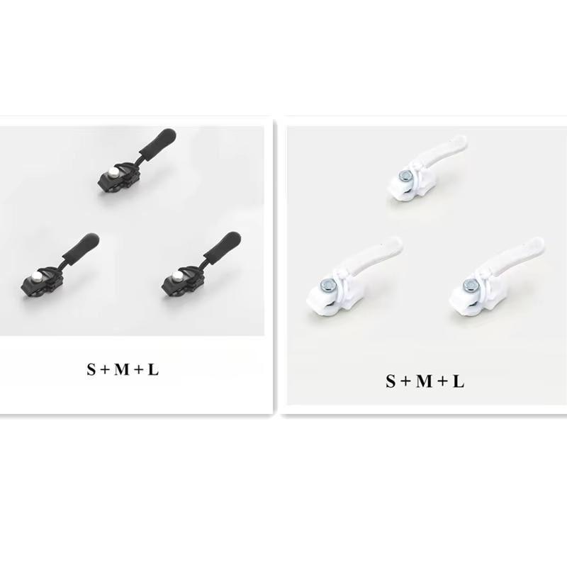 6/12/18PCS Universal Removable Zippers Head Zip Repair Kit Black+White 3 Sizes DIY Replacement Zipper Puller Repair Kit