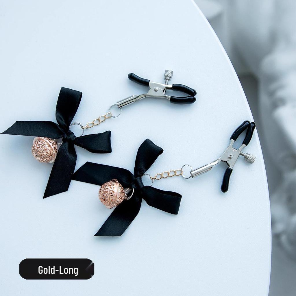 SM Adjustable Nipple and Breasts Clamps with Bow Tie for Couples