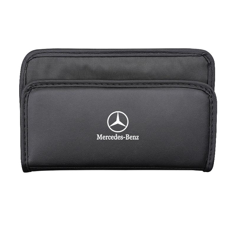 GLC GLB Car Logo Leather Storage Bag Auto Interior Accessories For Mercedes Benz AMG W203 W206 W220 W205 W211 W212 W201 W210 GL