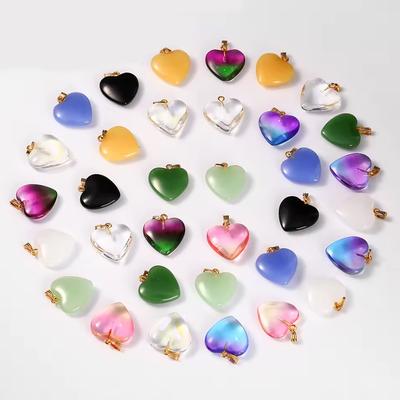 5Pcs 20Mm Glass Heart Shape Charm Pendant Hanging Wedding Decor Supplies Lovely Jewelry Necklace Accessories Decoration Crafts