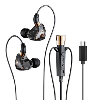 Typ-c Wired Headset With Microphone Noise-canceling Earbud In-ear Headphones For Live Singing