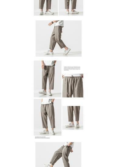 2025 Summer Men's Plus Size Cotton Linen Cropped Trousers - Chinese Style, Japanese Loose Fit, Casual Straight Pants
