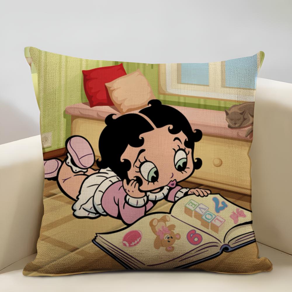 Betty Boop Cushion Cover Household Decoration Linen Sofa Cushion Cover: Skin-Friendly & Breathable with Invisible Zipper