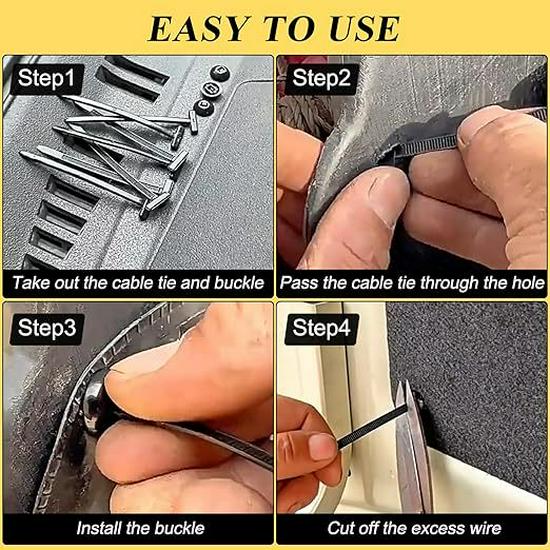 Universal Nylon Push-In Rivet & Cable Tie for Car Bumpers, Mudguards & Fenders