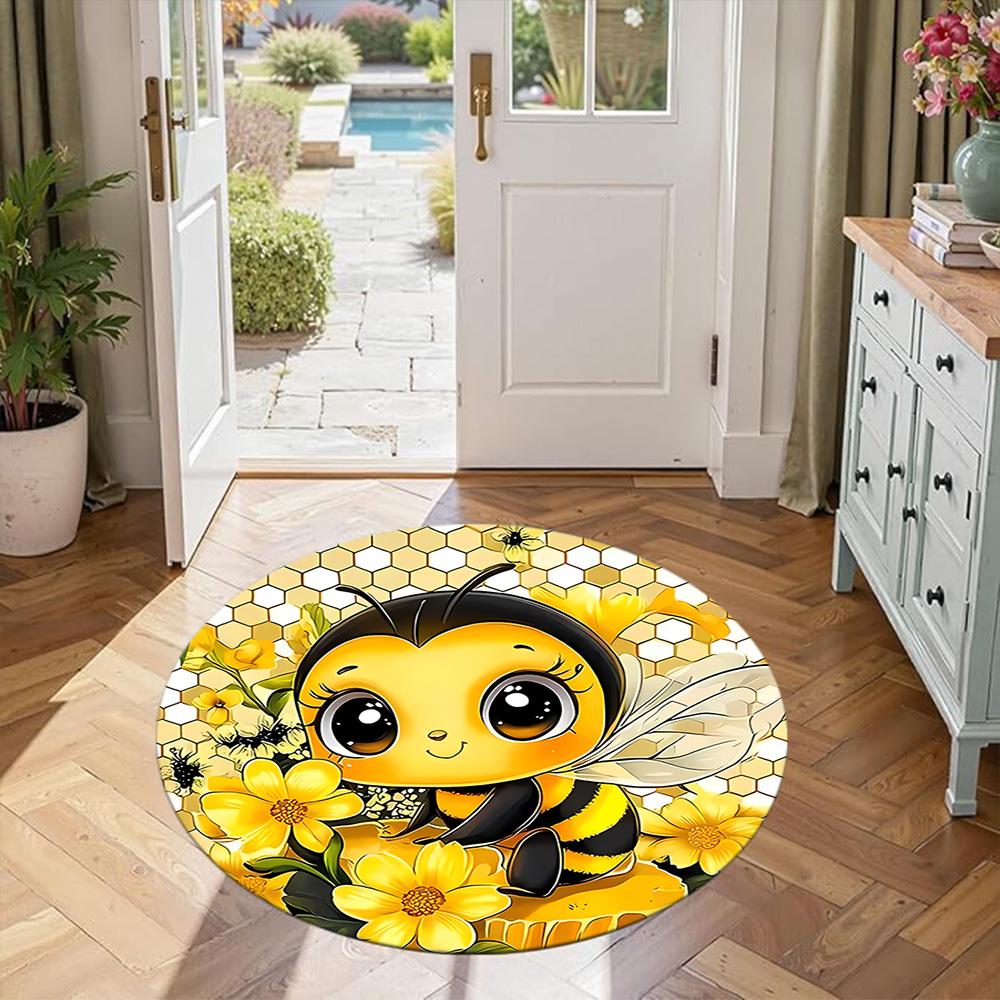 Bee Round Carpet Suitable for Dormitory Study room Balcony Game Room Anti-slip Round Rug Office home decor Wedding Party Gift