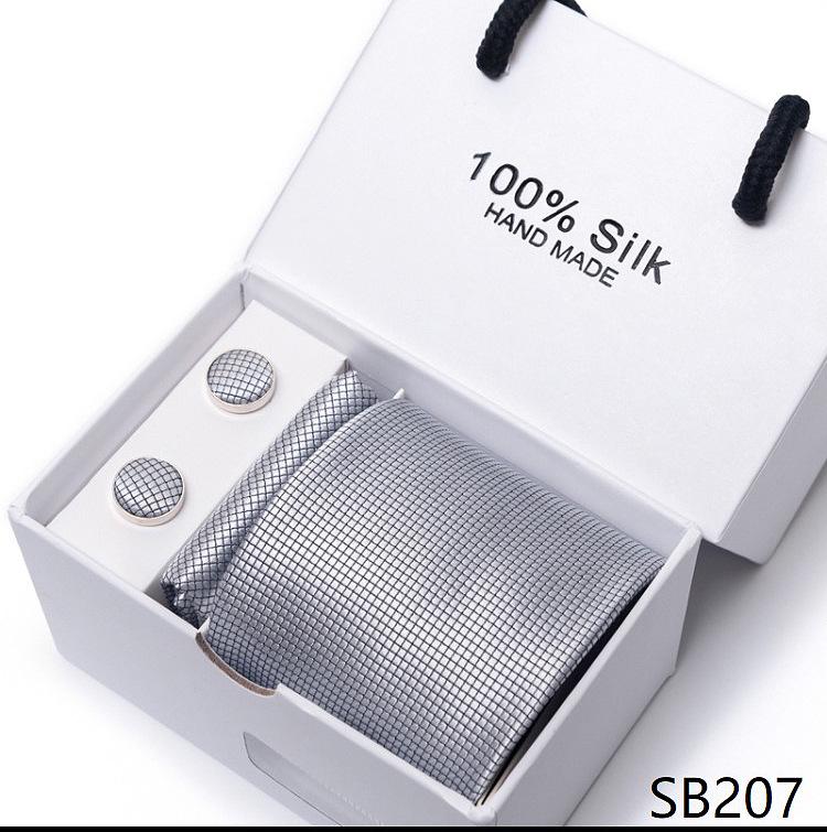 Men's 1200-Needle High-Density Business Stripe & Paisley Tie Set - 6 Piece Groom & Wedding Gift Box