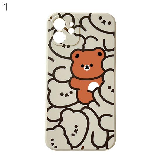 

Чехол для телефона, пылезащитный, противоударный, мягкий, с рисунком медведя из мультфильма, защитный силиконовый чехол для телефона с уткой сбоку for iPhone 12 Pro Max 1