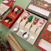 Cross-Border Christmas Cartoon Cutlery Set: Cute Tree & Snowman Dessert Spoons & Forks in Gift Box