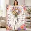 Mom Children Hands Wildflower Coral Fleece Blanket Family Decor
