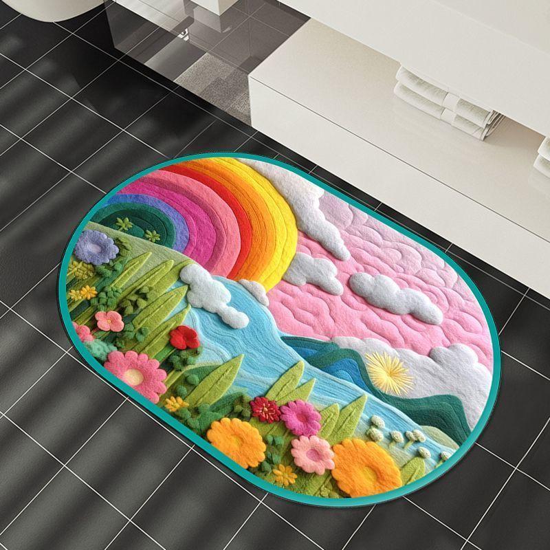 

Нескользящий коврик для ванной комнаты с рисунком маслом, мягкий, впитывающий диатомовую грязь коврик, небольшой, свежий, быстросохнущий коврик для ног в ванной комнате, коврик для двери 80*120
