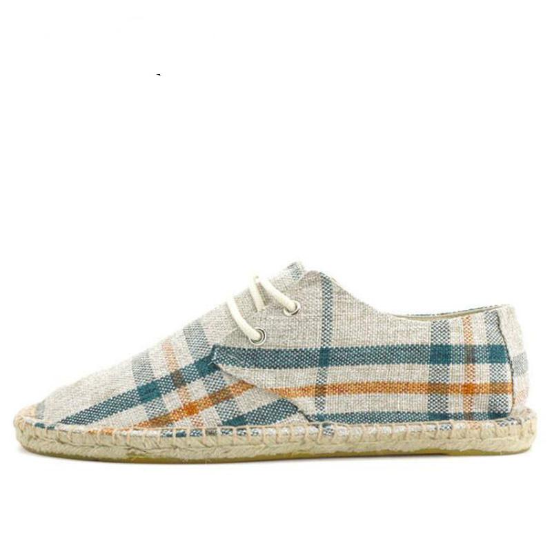 Neuer Herren Nationalstil Atmungsaktiv Schnürer Lässige Canvas Hanf-Innensohle Fischer Leichte Schuhe Herren Espadrille Flats Schuhe Sneakerser