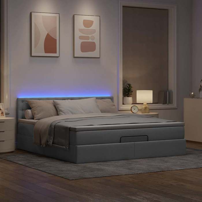 Maison Exclusive - Lit ottoman avec matelas gris clair 160x200 cm tissu