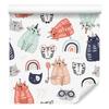 Kittens and rainbows wallpaper in Scandinavian style for living room and bedroom 50x1000