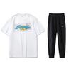 Pattern Quick-Dry Breathable Loose Short Sleeve T-Shirt And Sports Pants Casual Sports Set Men Sets White Black AHSR340-11+AYKS467-1