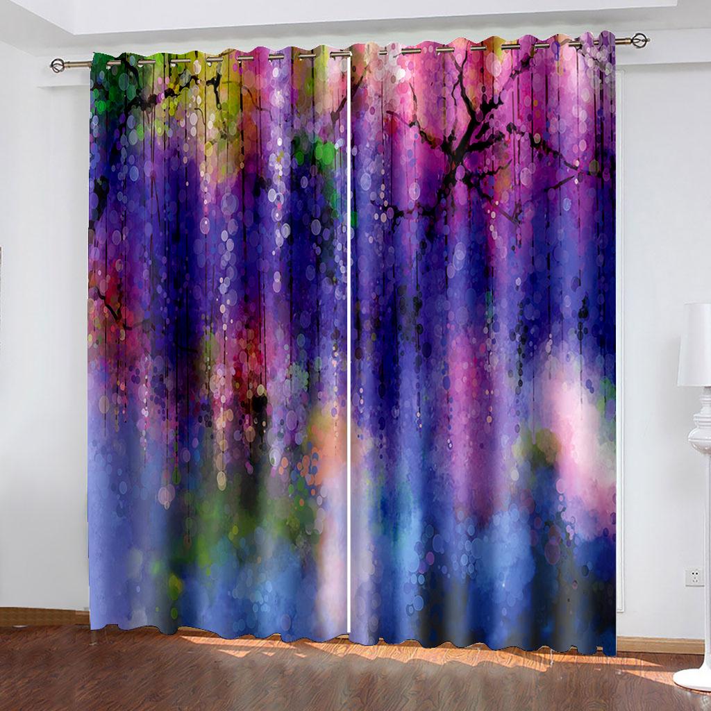 

3D современный красочный абстрактный дизайн граффити искусства дешевые 2 шт. затеняющие шторы оконные шторы для гостиной спальни декор крючок 100W130H(CM)40x51in&Grommet Top