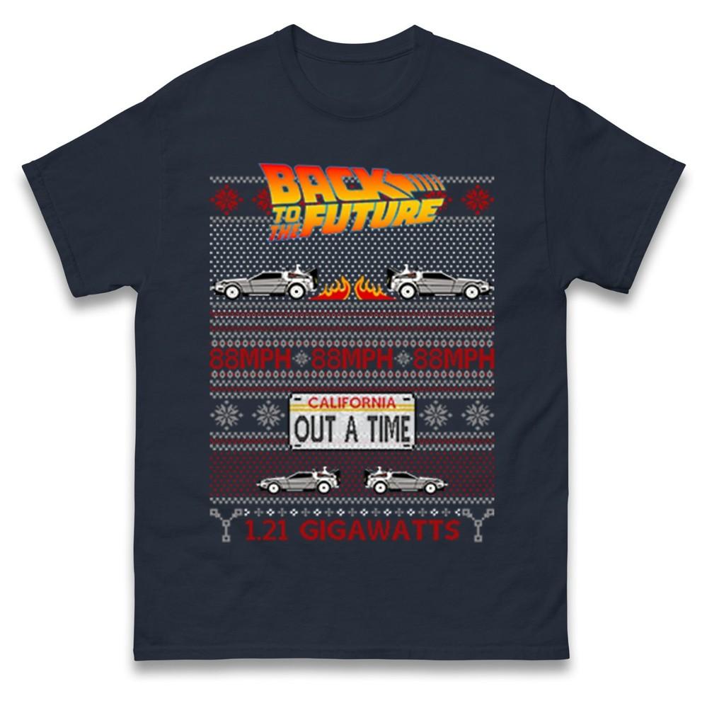 Back To The Future Out A Time Christmas Tshirt Funny Retro Movie Gift Tee Top S