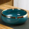 Bangu Mountain Nordic Light Luxury Decorative Gold-Trimmed Ceramic Ashtray Personalized Trendy Electroplated Glossy Green Ashtray