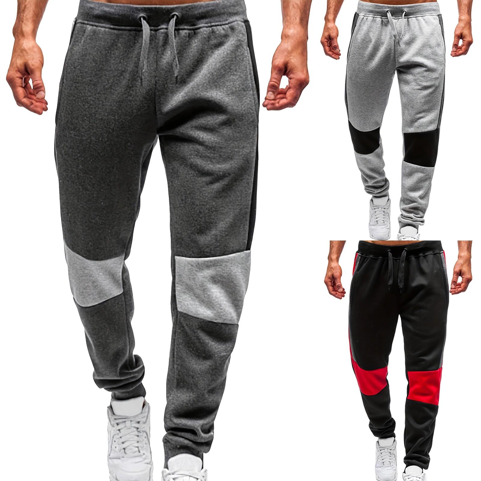 

Spring And New Men s Fashion Leisure Color Blocked Running Sports Pants Personalized Sports Pants L чорний