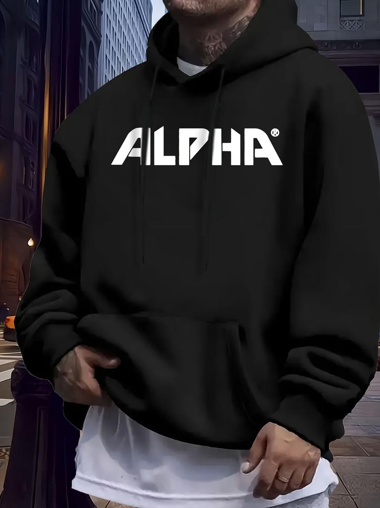 Casual Printed Fleece-Lined Hoodie Suitable for Autumn and Winter