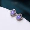 Inspiration Craft  Inlaid Crystal Natural Chalcedony Violet Geometric Stud Earrings Exquisite Charm Ladies Jewelry