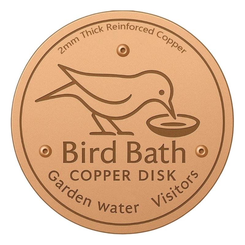 Passivated Copper Birdbath Purifier Disc 3 Leg Design Maximizes Water Contact Prevents Green Build Up Efficiently