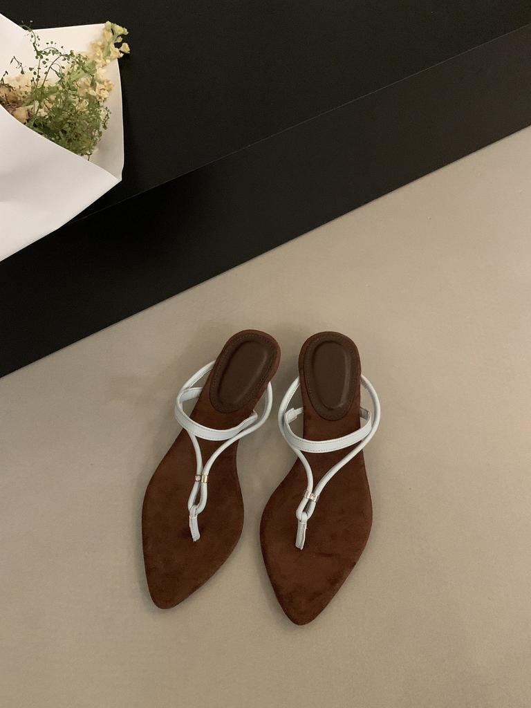 French Pointed Silver Wedge Heel Cool Slippers Women's Outer Wear 2025 Summer New Niche Toe Thin Strap Roman Sandals