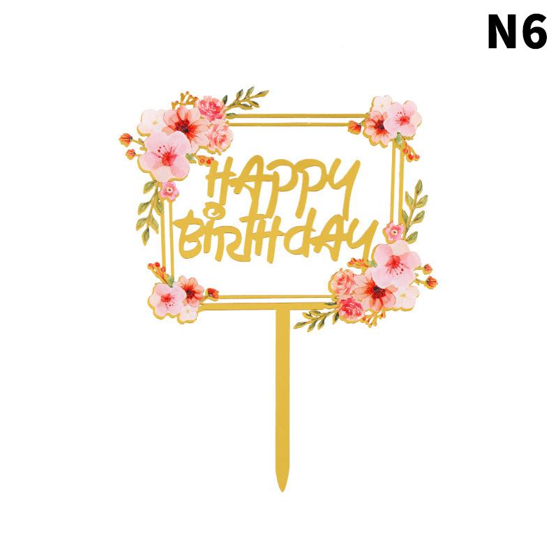 Rose Gold Birthday Party Cake Decorating Tools Happy Birthday Girl Boy Acrylic Cake Topper Baby Shower Dessert Accessories Tools