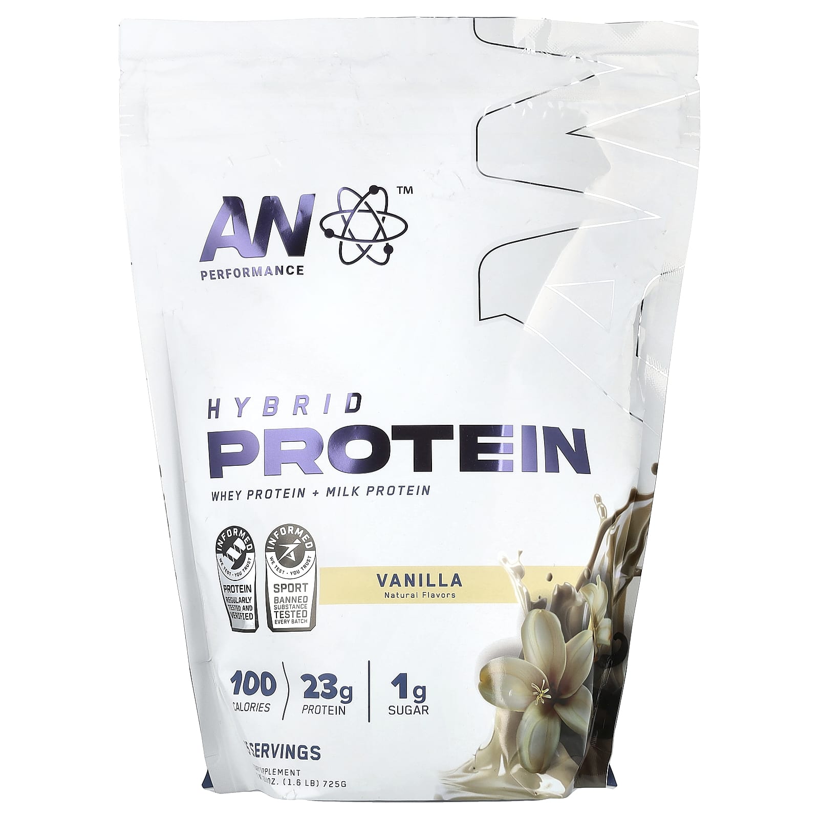 

Athletic Performance, Hybrid Protein, Vanilla, 725G (1.6Lb)