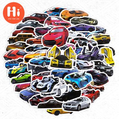 50 Pcs Supercar Racing Stickers Personalized Travel Trolley Case Waterproof Cartoon Personalized Sports Car Fashion DIY Stickers