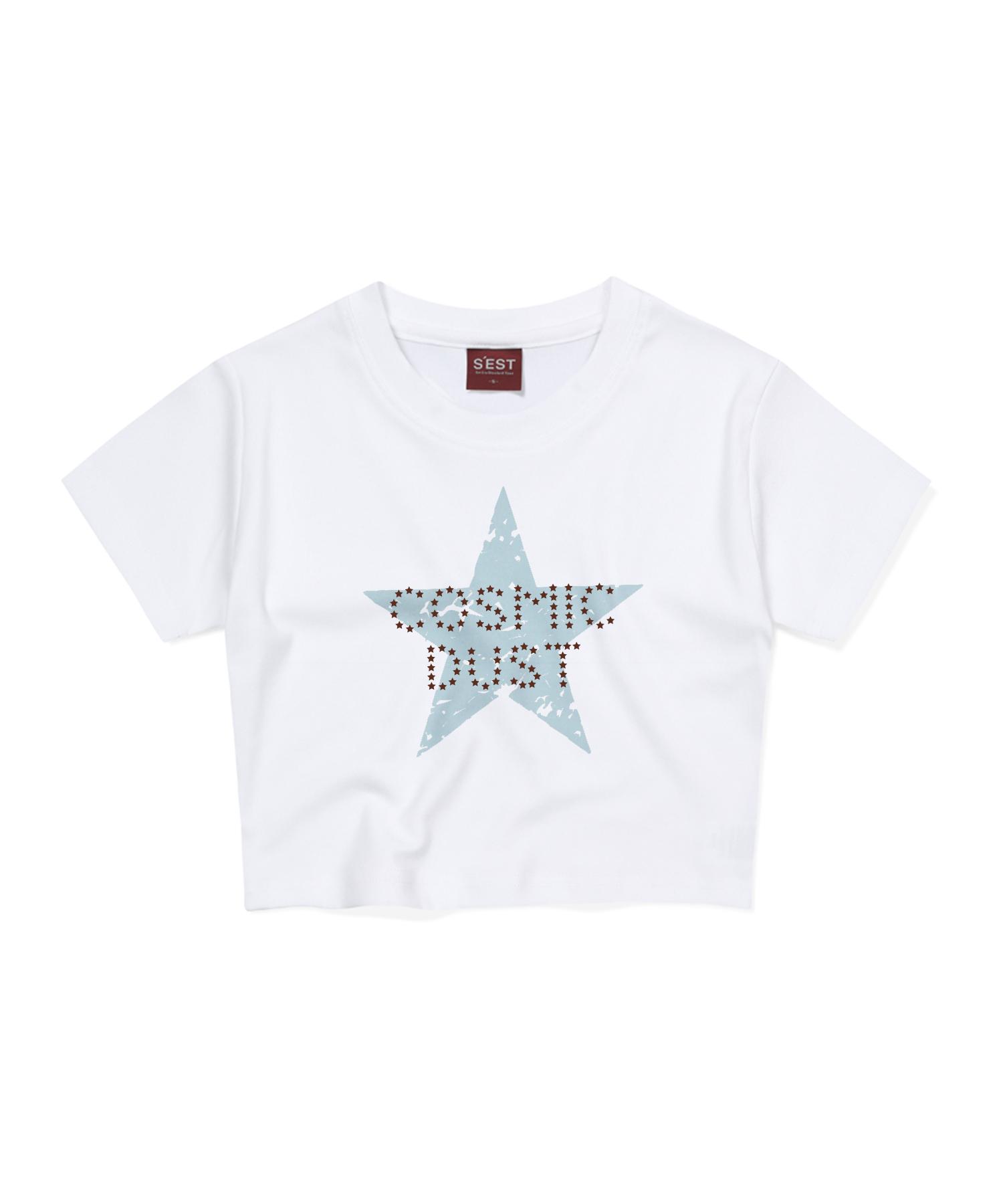 Siest Shining Dust Crop T-Shirts White Free