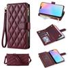 For iPhone 17 Case Rhombus Stitching Leather Wallet Phone Cover with Long/Short Strap