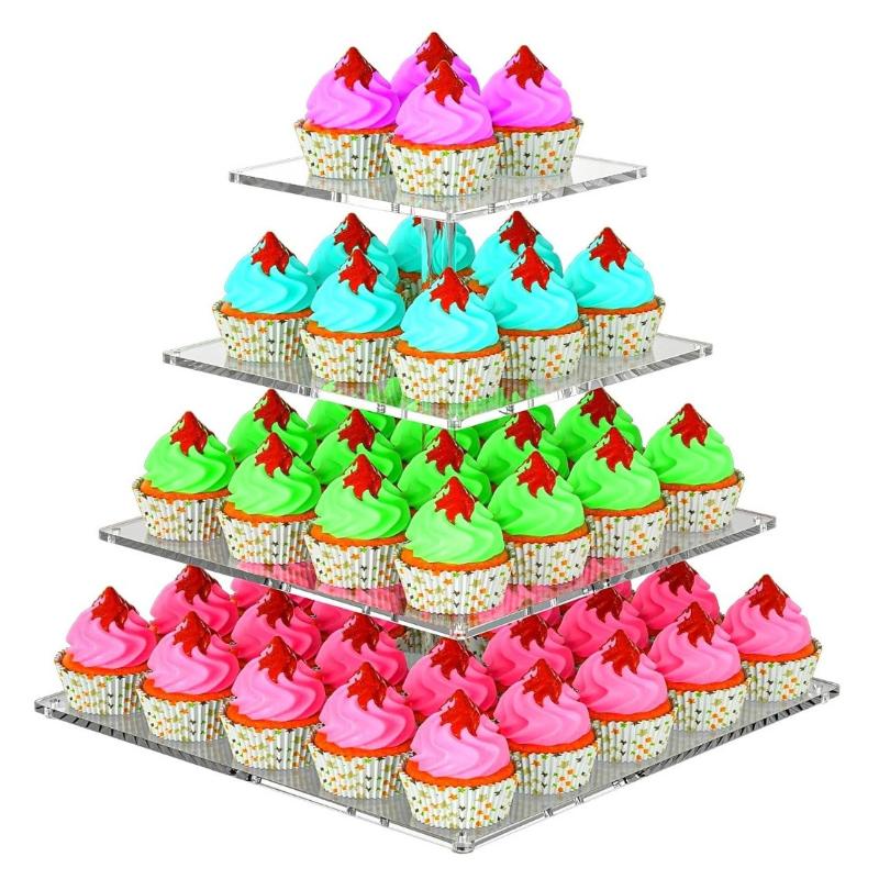 3/4/5 Tier Acrylic Wedding Cake Stand - Crystal Cupcake Display Shelf with LED Light - Perfect Party Decor Serving Platter