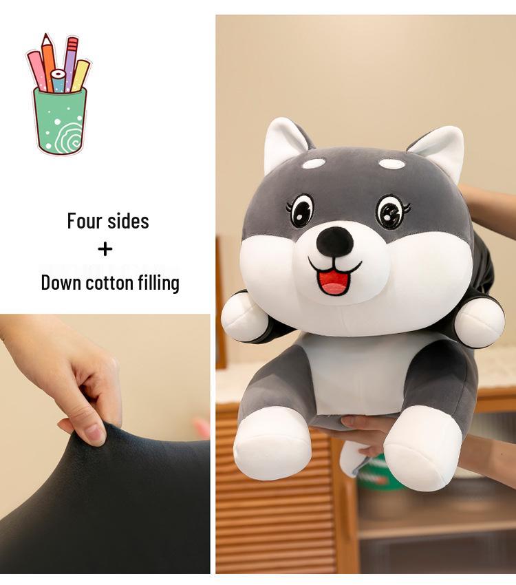 Large Soft Husky Plush Dog Pillow - Comforting Doll for Kids