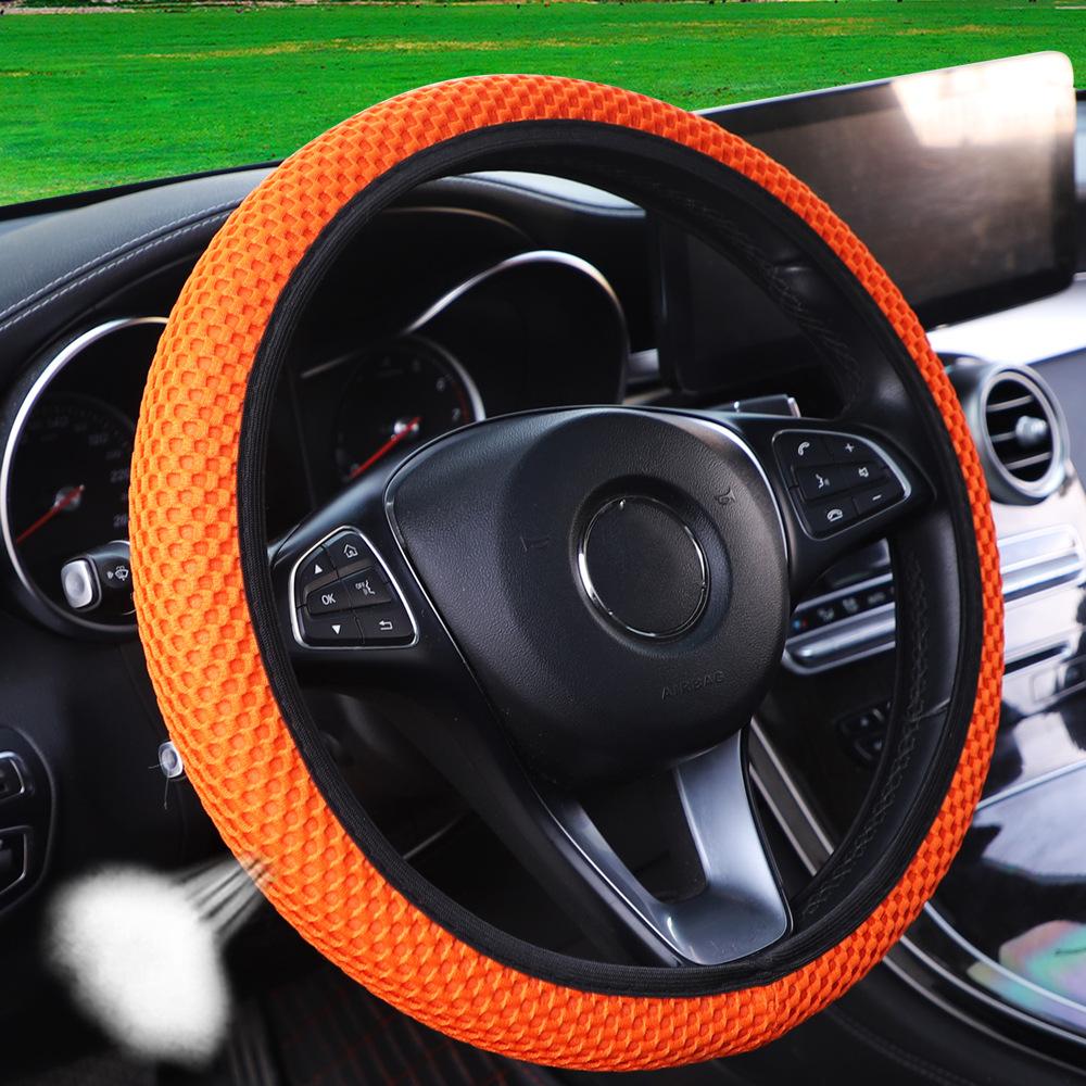 Ice Silk Three-dimensional Massage Mesh Breathable Car Without Inner Ring Steering Wheel Cover Accessories Suitable for 14.5-15 Inches