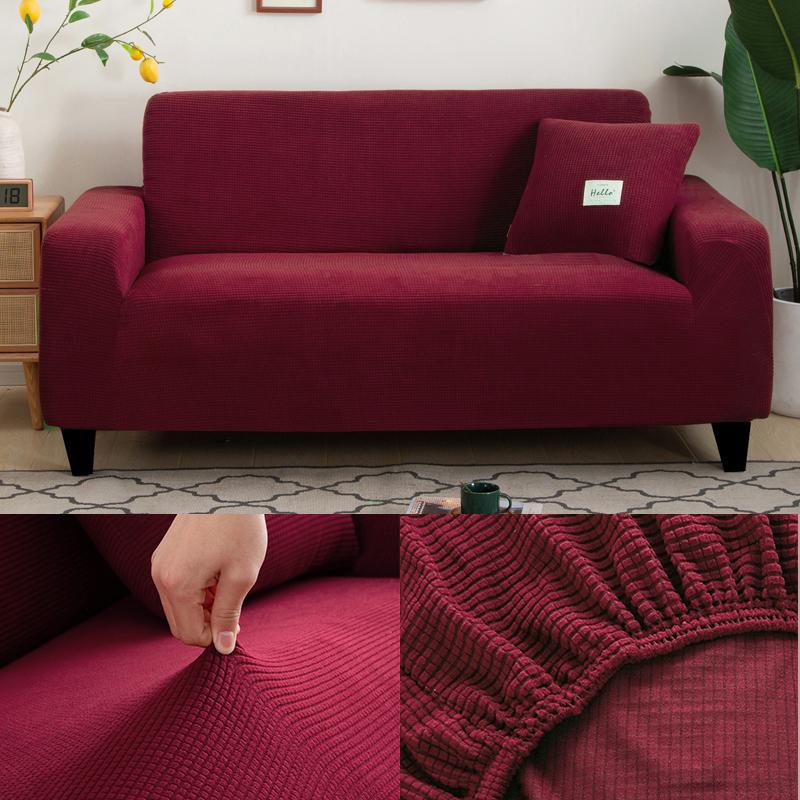 Jacquard Stretch Thick Slipcovers Polar Fleece  Elastic Sofa Covers for Living Room Armchair Cover 1/2/3/4 Seater L Shape Covers