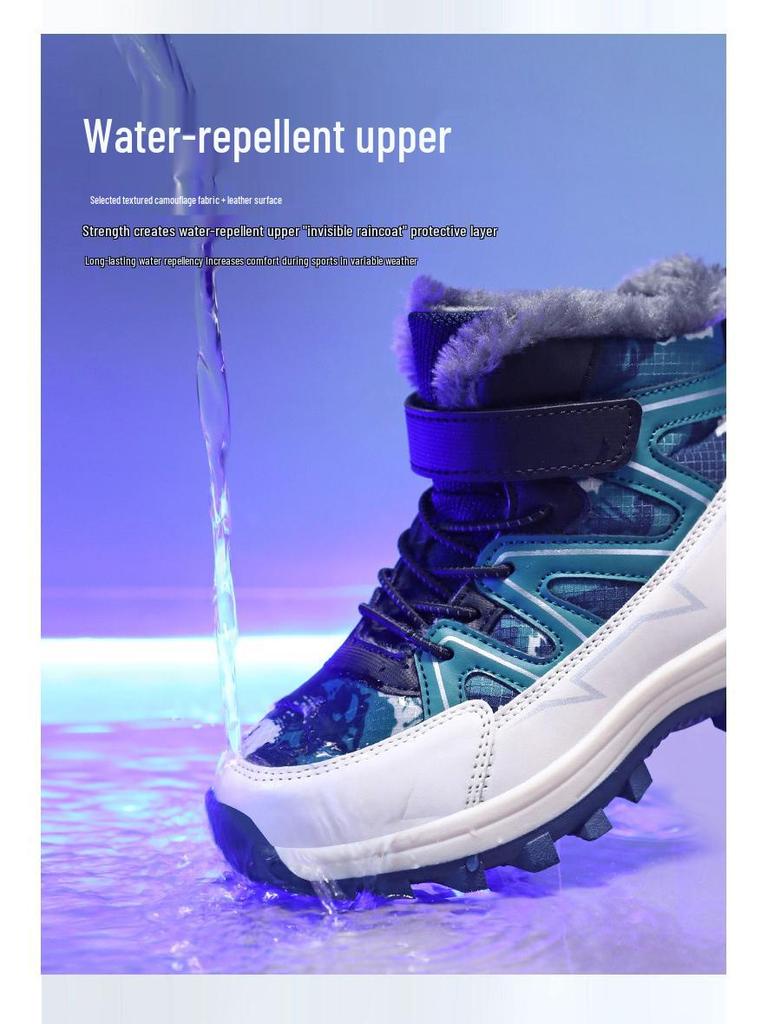 Kids' Winter Warm Plush Cotton Boots - Non-Slip, Wear-Resistant, High-Top, Waterproof Snow Boots