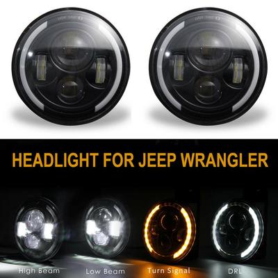 Auto LED světlomet Halo Angel Eye Wrangler Light H4/H13 7 palců 150W Pro Jeep Wrangler JK TJ CJ 40000LM 6000K+3000K 4 režimy