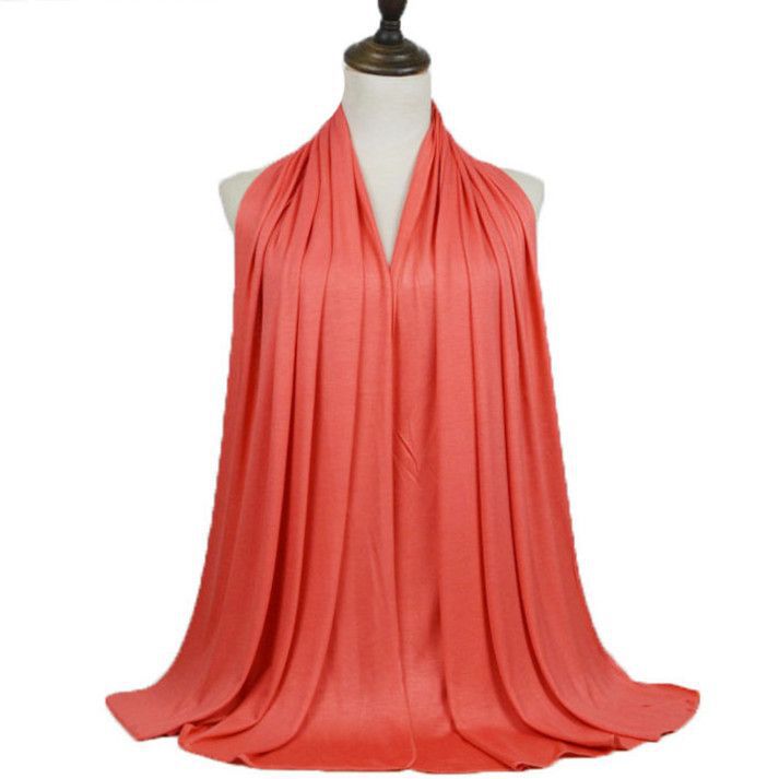 Ramadan Modal Cotton Jersey Hijabs For Woman Long Muslim Scarf Shawl Plain Soft Turban Tie Head Wraps For Women Islamic Clothing