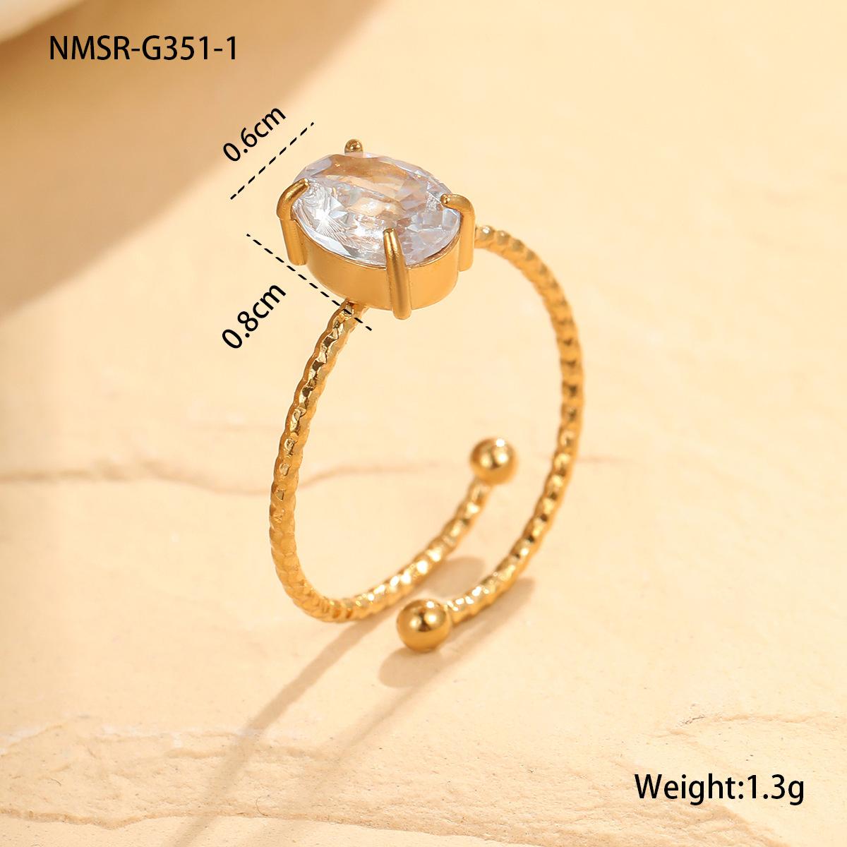 GEMCHIC Women s Oval Zircon Open Ring Stainless Steel Adjustable Geometric Fashion Jewelry one size