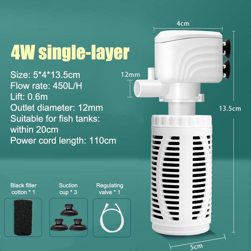 Pompă Filtru Acvariu 3 în 1 Silențioasă Acvariu Submersibil Aerator Oxigen Pompă Aer Acvariu Pompă Schimbător Apă Făcător de Valuri