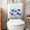 Fresh Blue-violet Floral and Butterfly Bathroom Toilet Decoration Stickers
