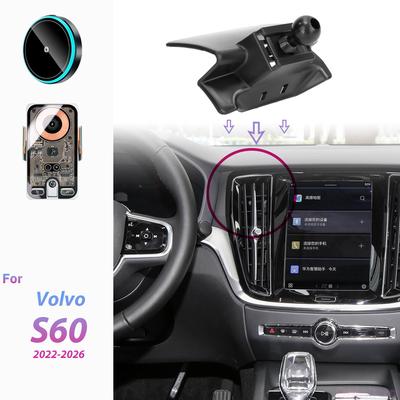 Für Volvo S60 2022 2023 2024 2025 2026 Auto Handyhalter Kabelloser Ladehalter Handy Auto-Klemmung Starker Magnetischer Halter Basis