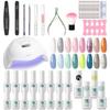 168W Nail Lamp Dryer Nail Gel Manicure Tool Set 20PCS Base Top Coat Gel Nail Polish Bright Color UV Gel Polish With Nail Art Tool